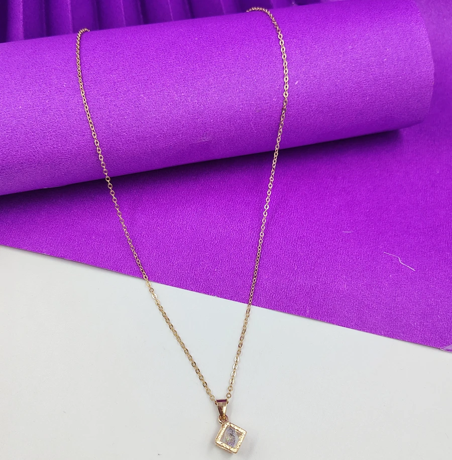 Crazyhoor Rosegold chic  Diamond Square shape necklace for women and girls