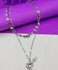 Crazyhoor Silver Plated Duble Layer Chain Necklace For Women Girl