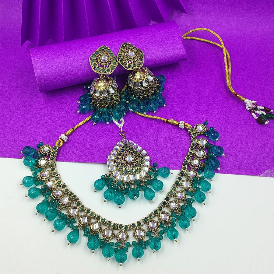 Beautiful Alloy Gold-plated Turquoise Jewel Set