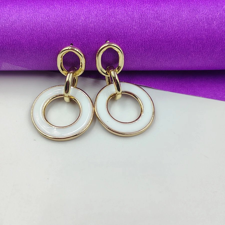 Crazyhoor cool white fibre & yellow gold plated earrings