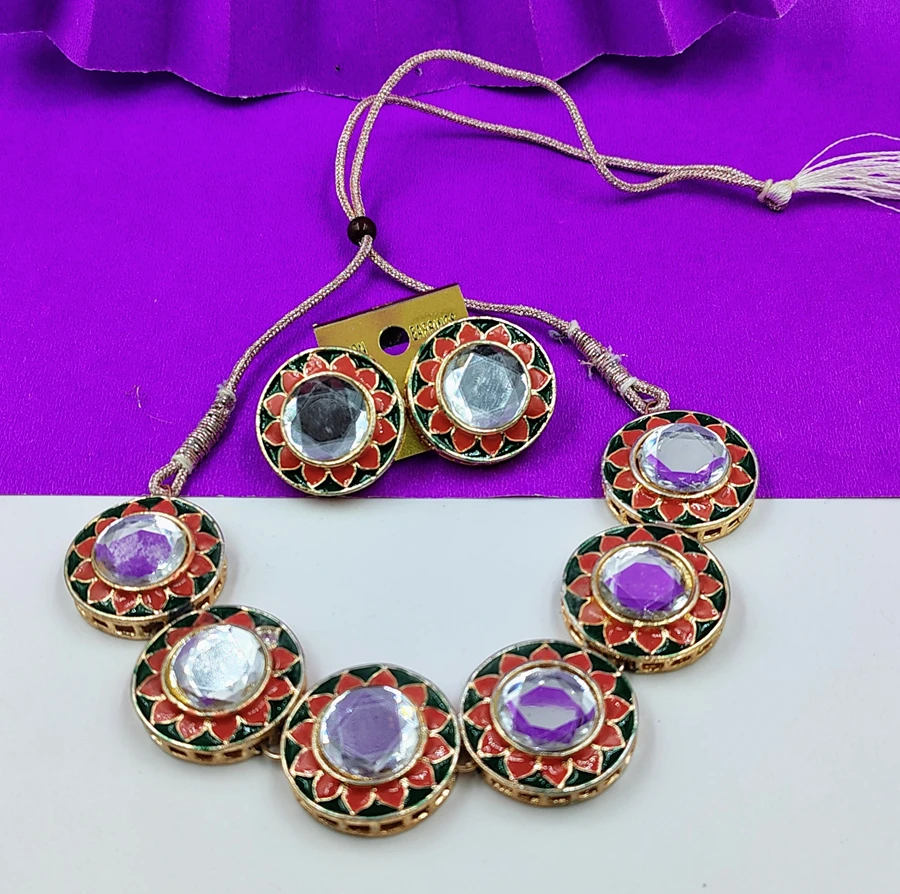 Shimmering Stone Studded Choker Necklace Set