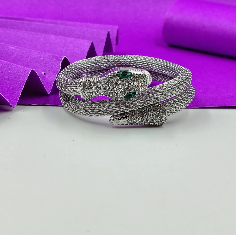Crazyhoor Snake Adjustable Bracelet Silver Plated Exaggerate Multilayer Snake Chain Bracelet For Women