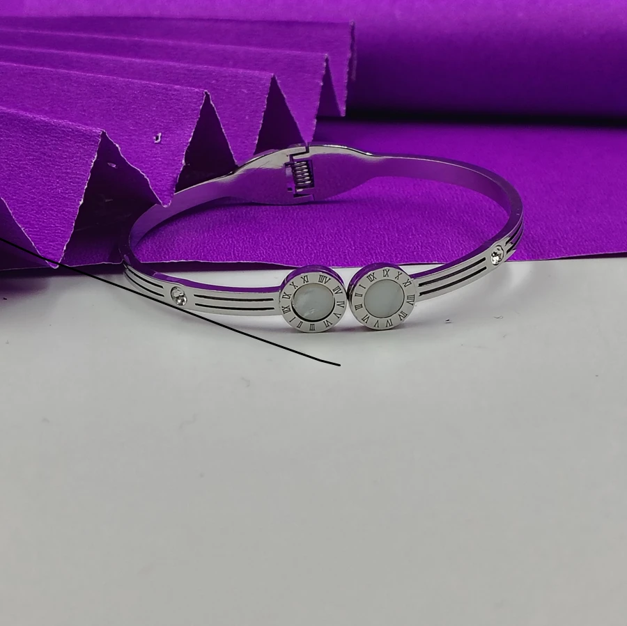 Crazyhoor Stainless Steel Cubic Zirconia Silver Kada