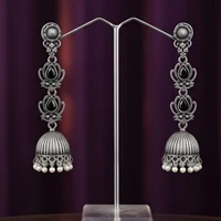 Pure Silver Replica Traditional Pearl Brass Jhumki Earrings