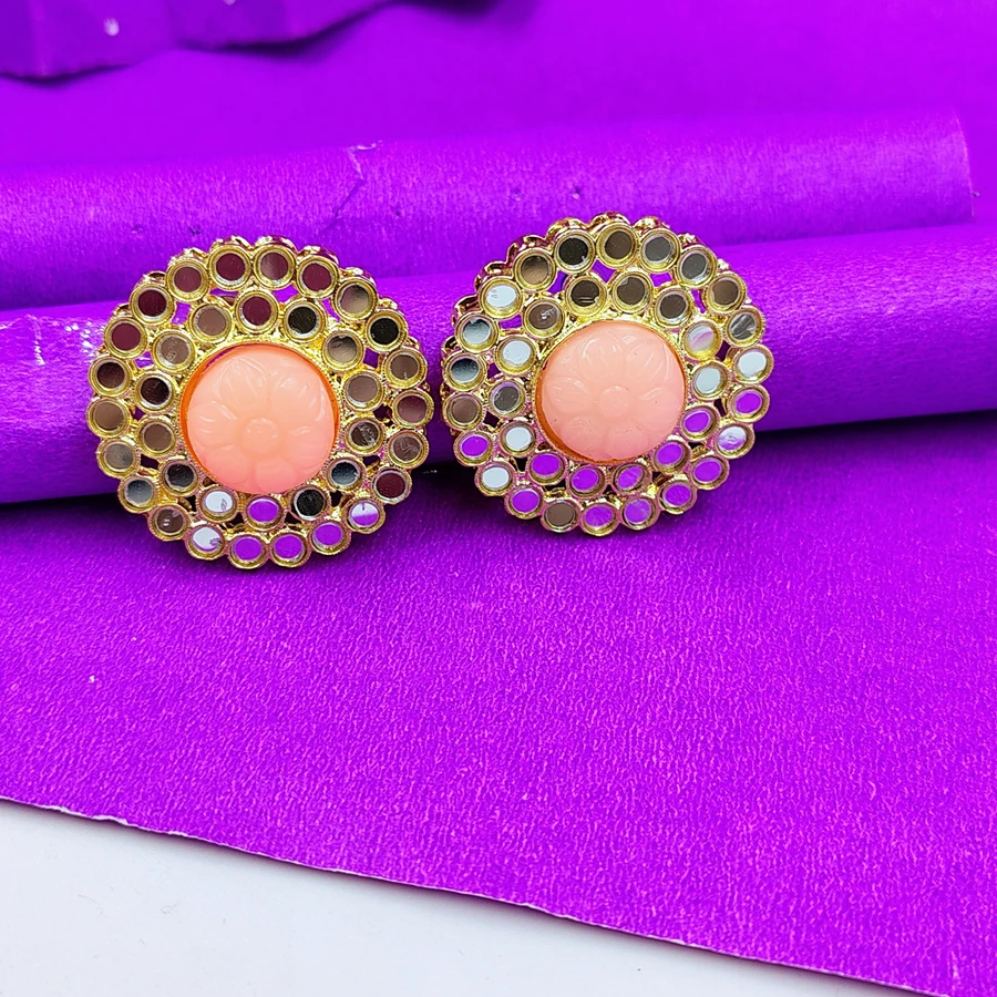 Crazyhoor Cute Floral Big Mirror Work Studs