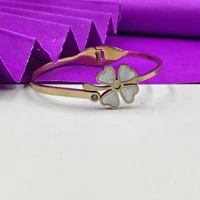 Crazyhoor Gold Plated Stainless Steel Flower Cuff Bracelet