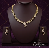Premium AD CZ Flower Nano Stone Work Necklace Collection