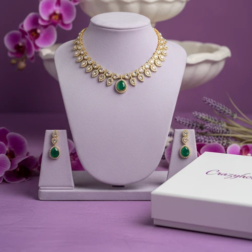 Royal Purple Kundan AD Necklace Set