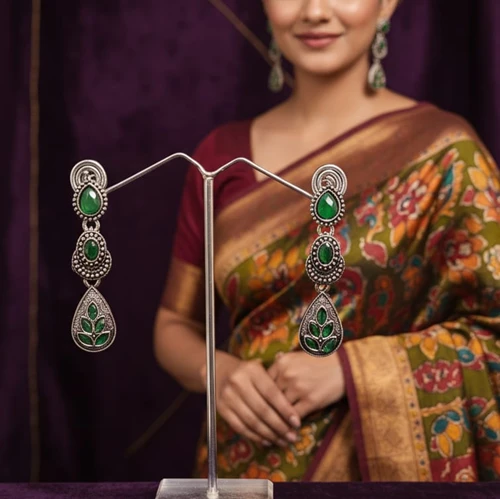 Monalisa Stone Silver Replica Earrings.