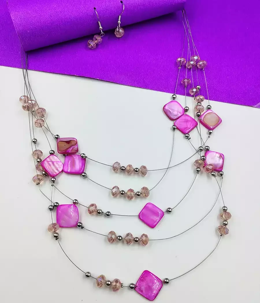 Crazyhoor Colour Layered Necklace and Earrings for Girls and Women