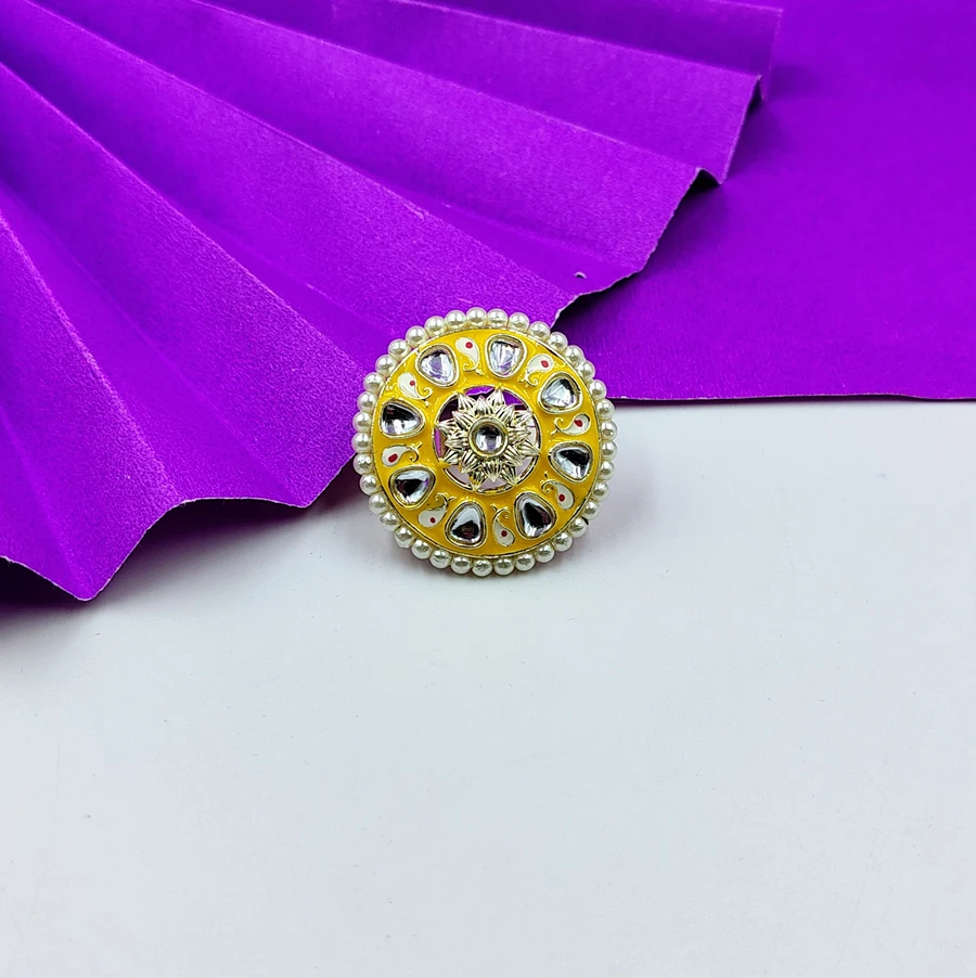 Traditional Look with Yellow stone Cocktail Ring
