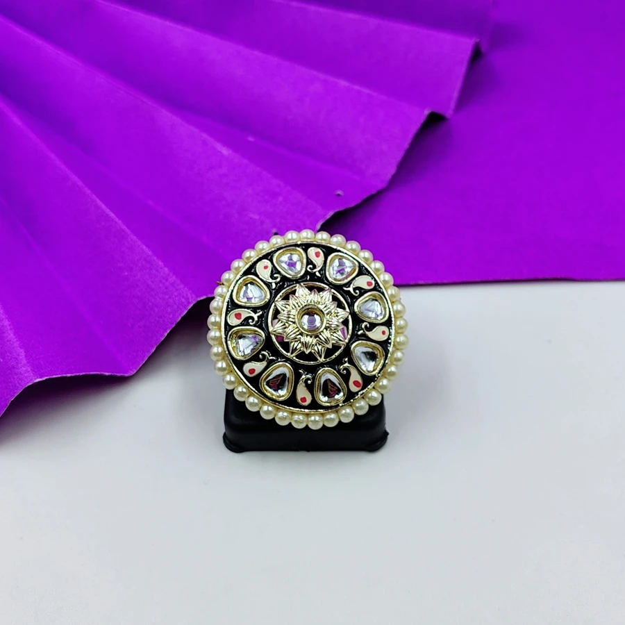 Stunning Chakra Design Golden Cocktail Ring