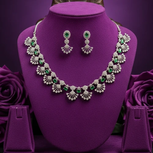 Alloy Rhodium Sparkle Pendant Set
