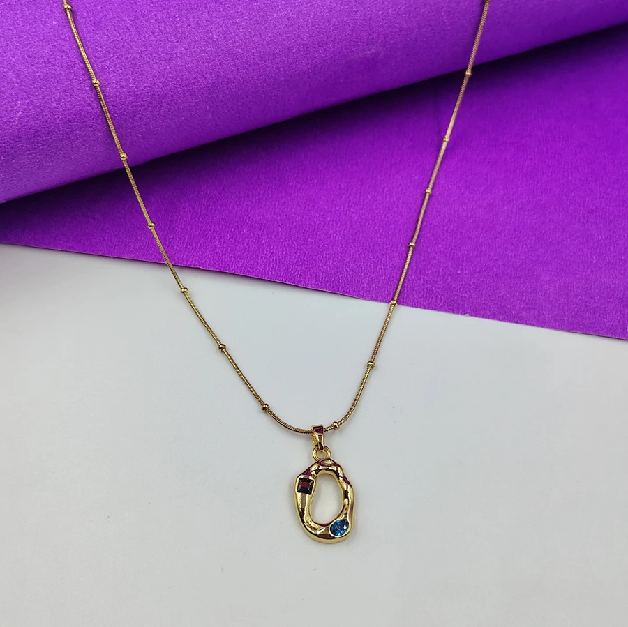 crazyhoor Women's Blue Eclectic Stone Circle Pendant Necklace