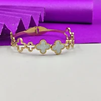 Crazyhoor White Clover Stainless Steel Bracelet