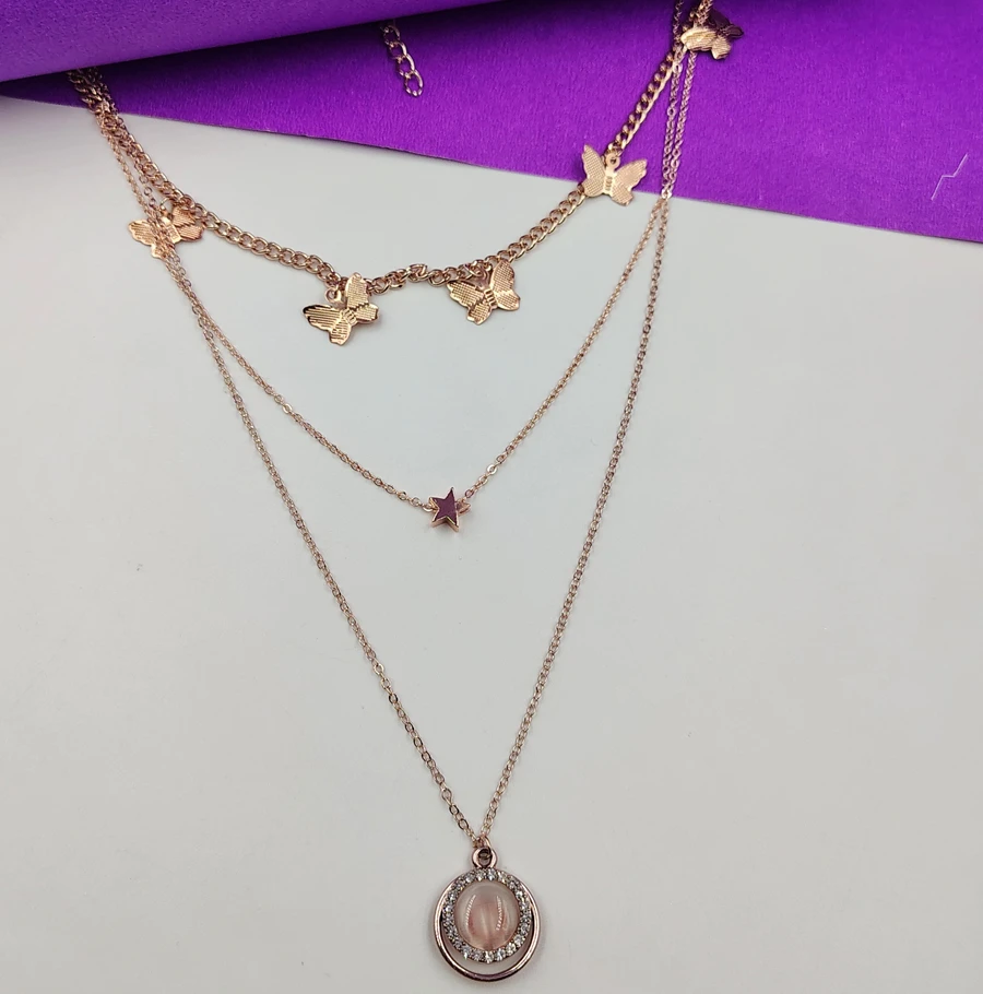 Crazyhoor Rosegold Plated Layered Necklace