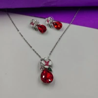 Silver  & Rosegold Tone Floral high plating Jwellery set