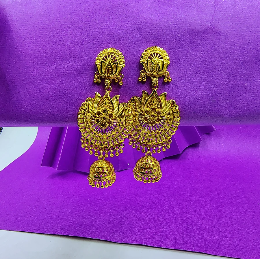 Gold Plated Peacock Traditional Bell Shape Jhumka