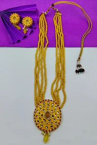 Charming Kundan Meena Multilari Potla Necklace Set with Dangle Earrings