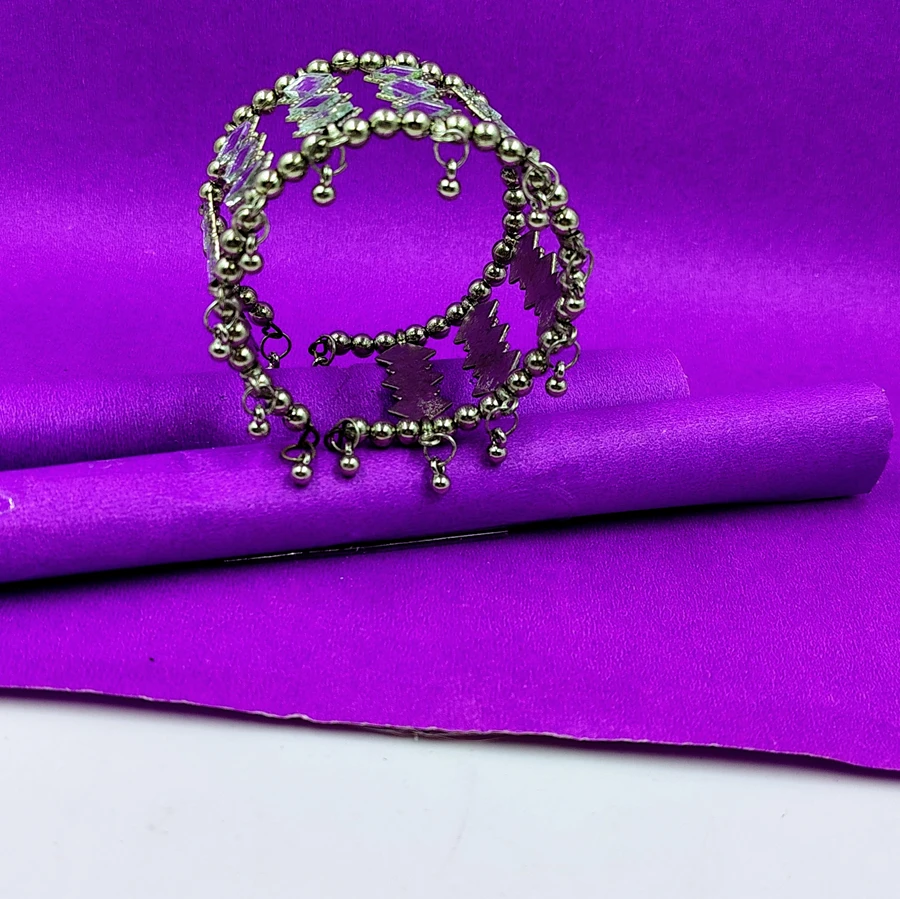 Crazyhoor Silver Oxidised Mirror Cuff Bangle Bracelet for Women & Girls