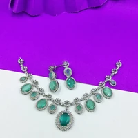 AMERICAN DIAMOND FASHIONABLE PARTY WEAR BRIDAL JEWELLERY NECKLACE SET