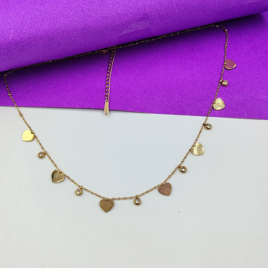 Crazyhoor Mini Hearts Chain  Gold Plated necklace