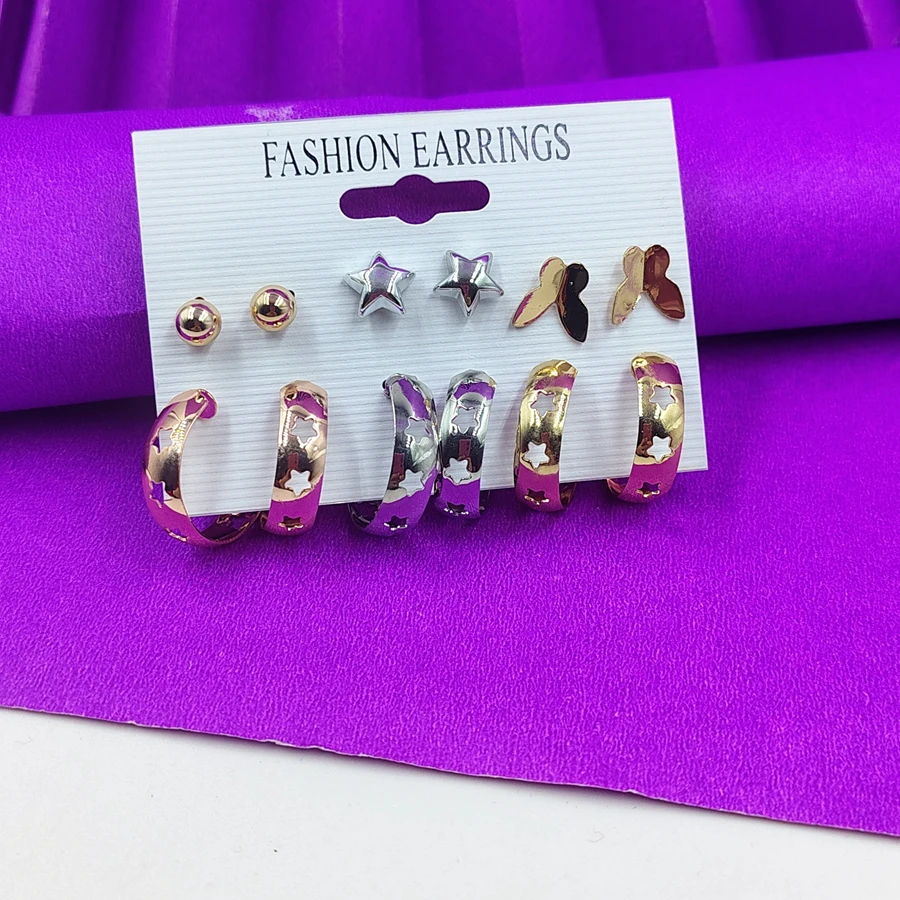 Crazyhoor Combo of 6 Pair Geometric Twisted Pearl Hoop Earrings For Women