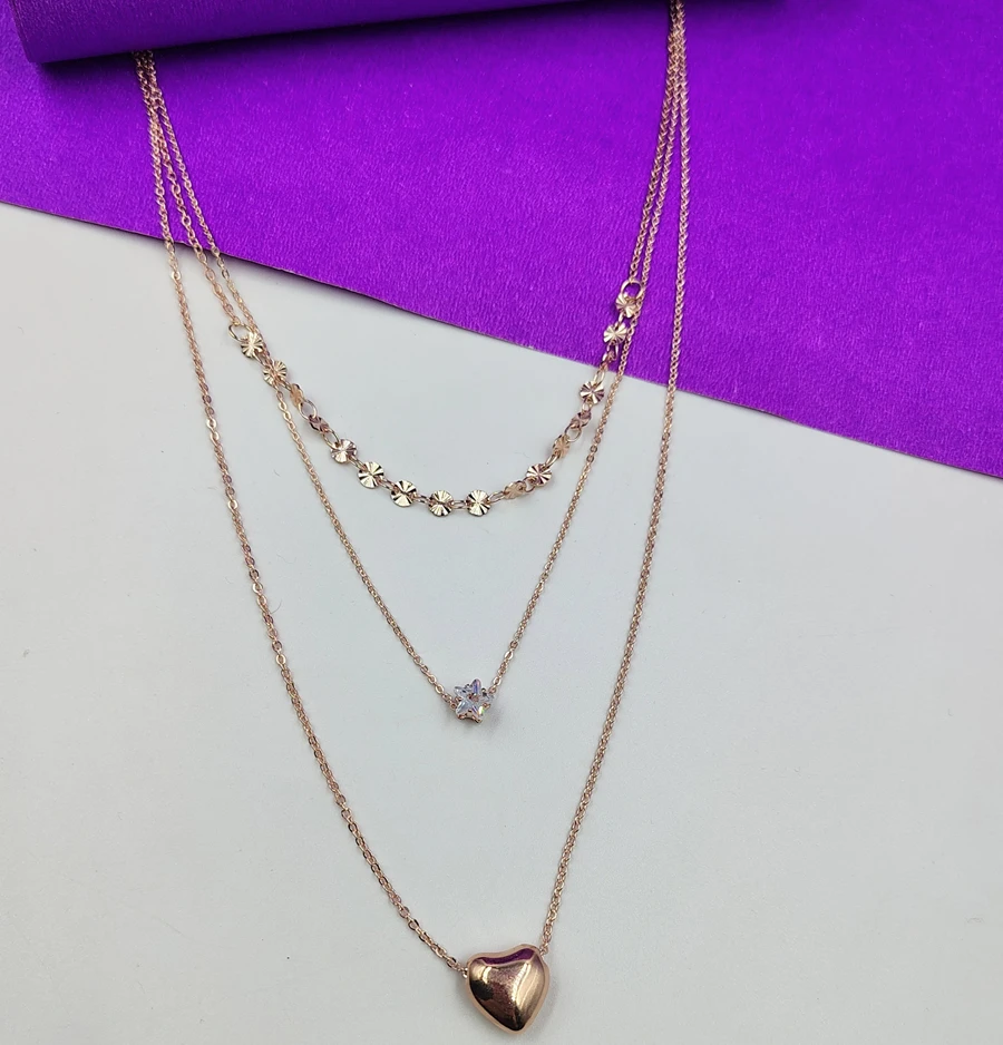 Crazyhoor Cute Heart Layerd Chian Necklace