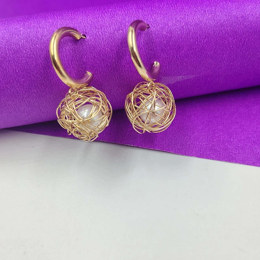 Crazyhoor Latest Gold Plated Wire Cage Drop Earrings For Woman