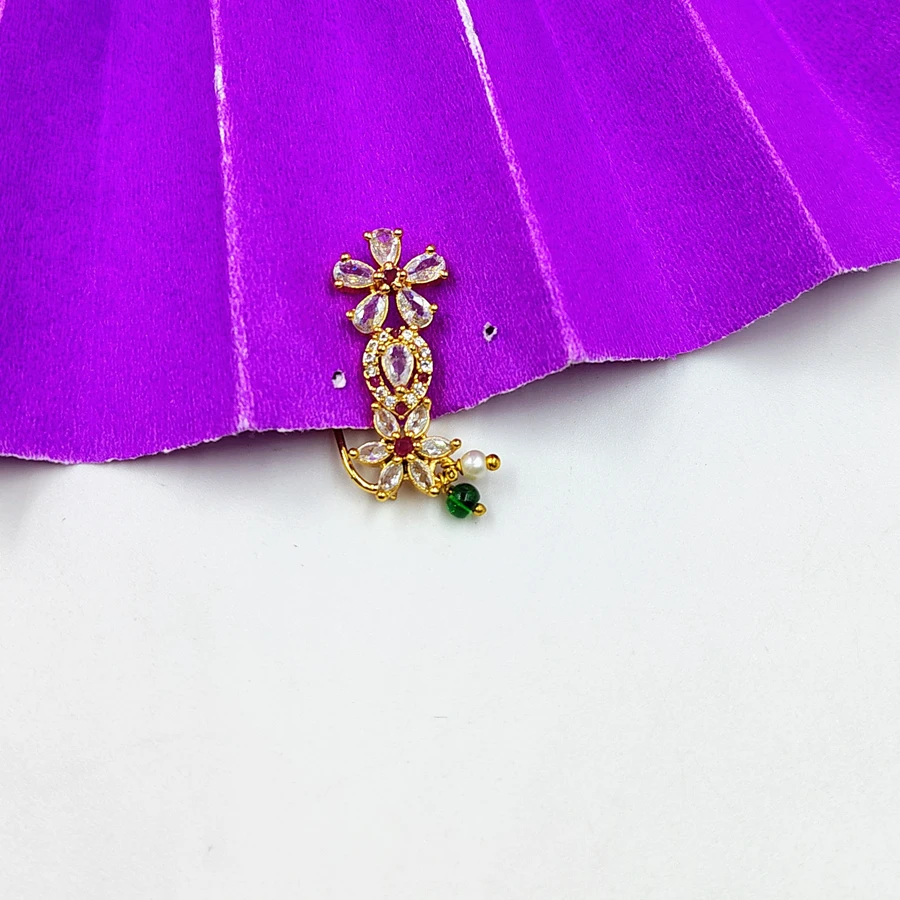 AD Maharashtrian Gold-Plated  Nose Pin