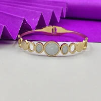 Crazyhoor White MOP Circle Design Anti-Tarnish Bracelet.