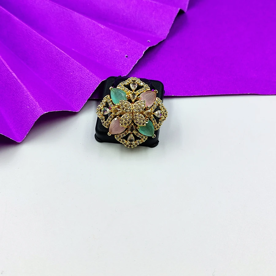 Dazzling Hexa Shape AD Ring