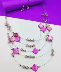 Crazyhoor Colour Layered Necklace and Earrings for Girls and Women