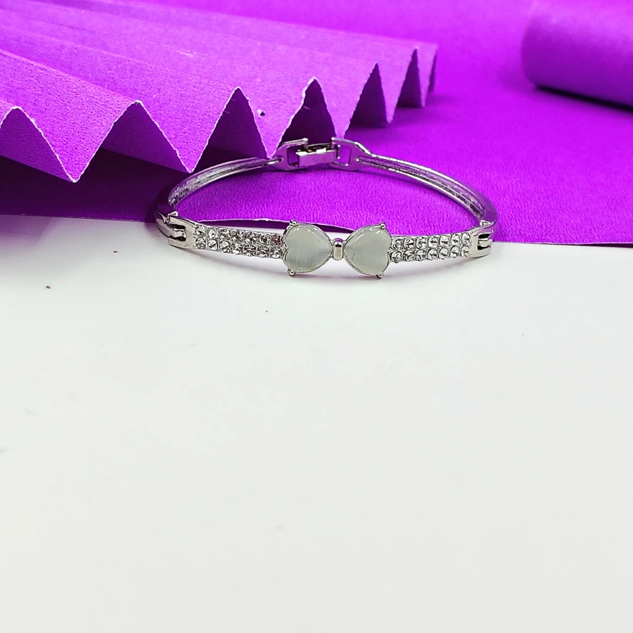 Crazyhoor Vintage Rhinestone Silver-Tone Clamper Bracelet