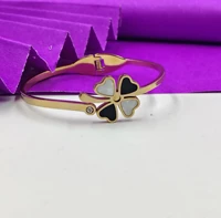 Crazyhoor Black And Flower Gold Anti Tarnish Bracelet