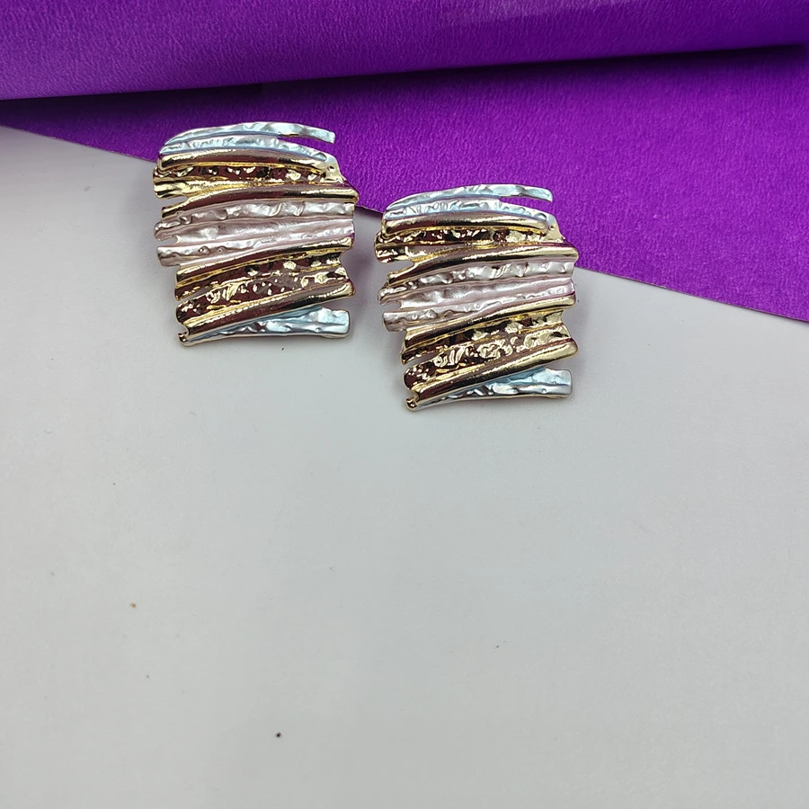 Crazyhoor Golden Crystal Half Moon Studs