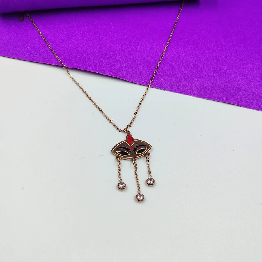 Crazyhoor Rosegold Maa Kaali Charm Pendant Necklace