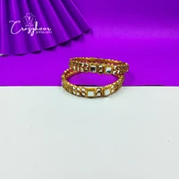 Golden Brass Real Kundan Kada Bangles