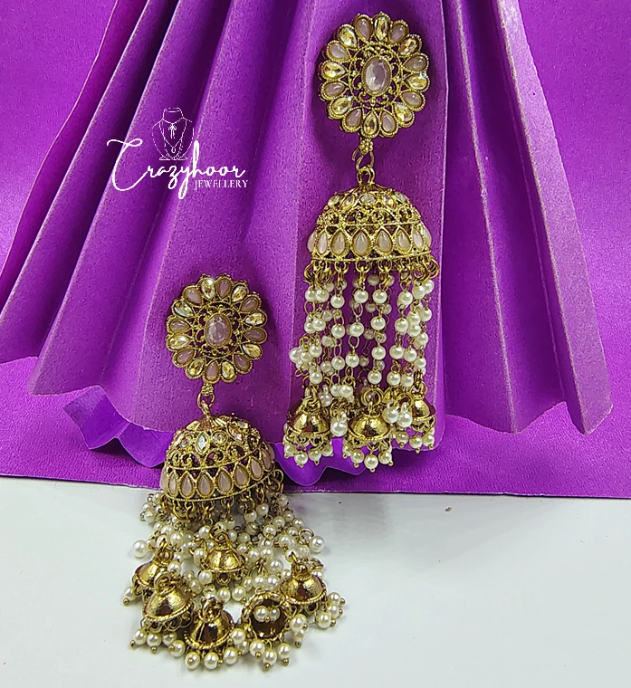 Beautiful Latest Rajputana Polki Jhumka Earrings