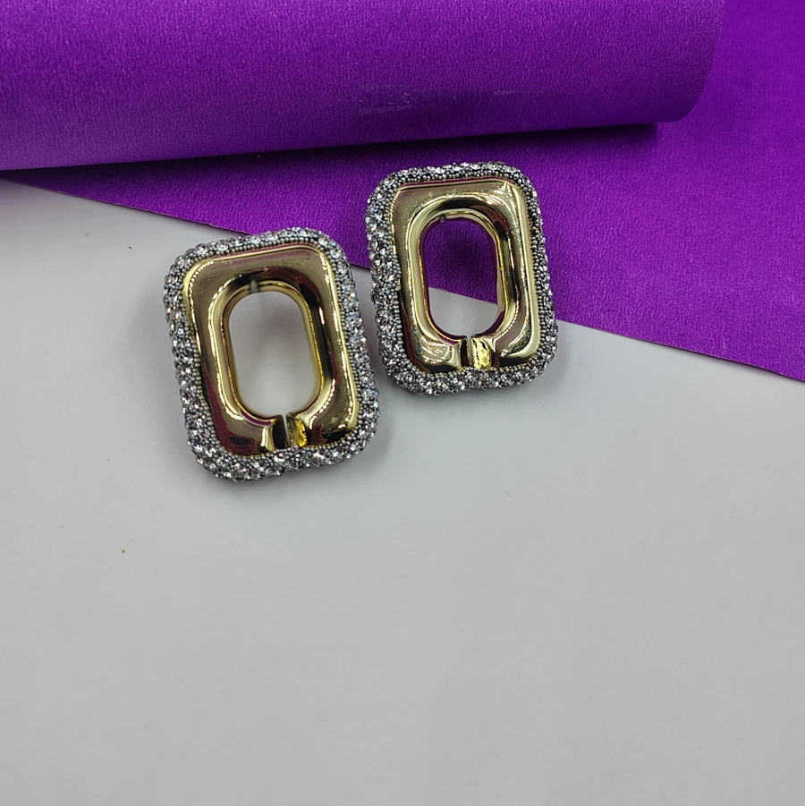 Crazyhoor Diamond Geometric Hoop Earrings