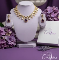Royal Purple Kundan AD Necklace Set