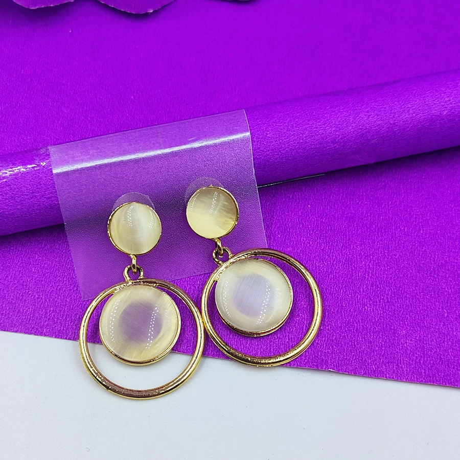 Crazyhoor Fashion Gold Color Stone Round Shape Clip on Earrings