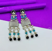Crazyhoor Siver Kundan Tassel Earrings