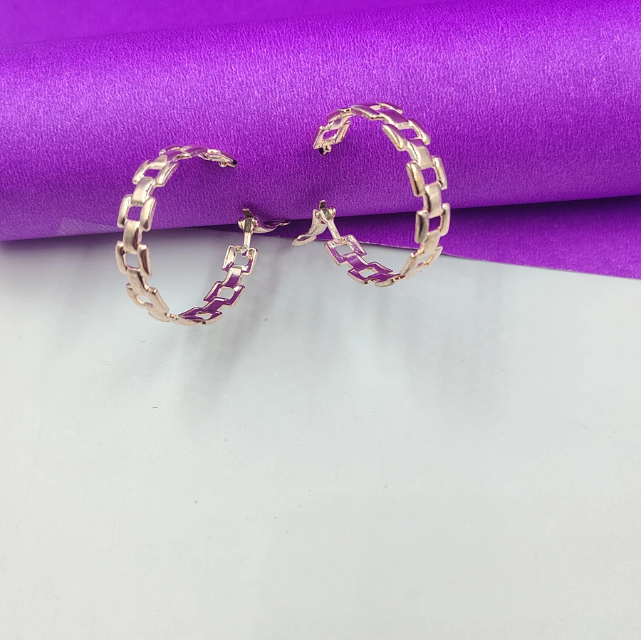 Crazyhoor Contemporary Bold Gold-Toned Chain-Link Metallic Oversized Hoop Earrings