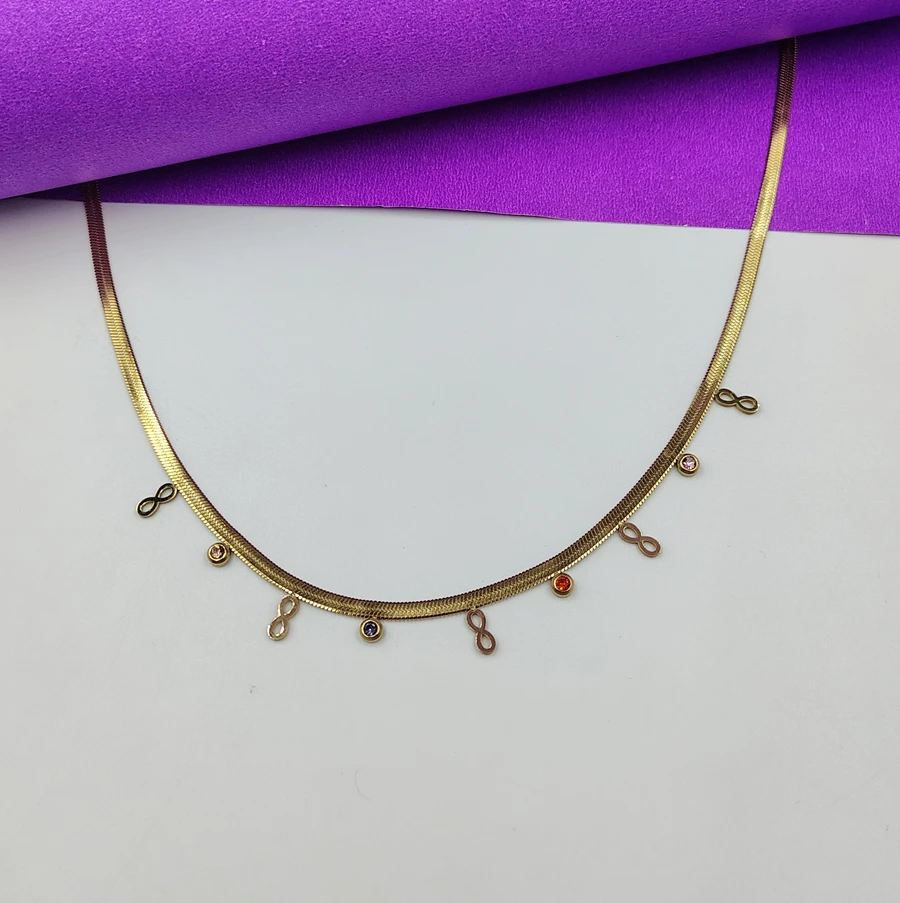 Crazyhoor Multi colour round snake chain