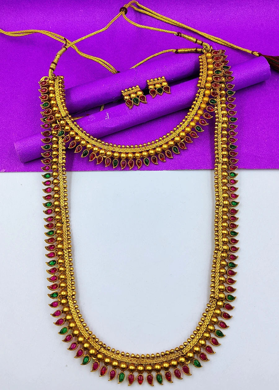 Crazyhoor beautiful Gold Long unique Mango Haram necklace