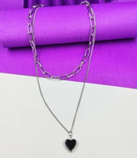 Crazyhoor Double Layer Silver-Plated Chain