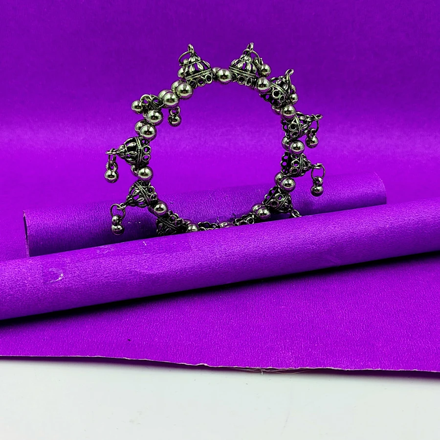 Crazyhoor Women Silver-Toned Oxidised Silver-Plated Kada Bracelet