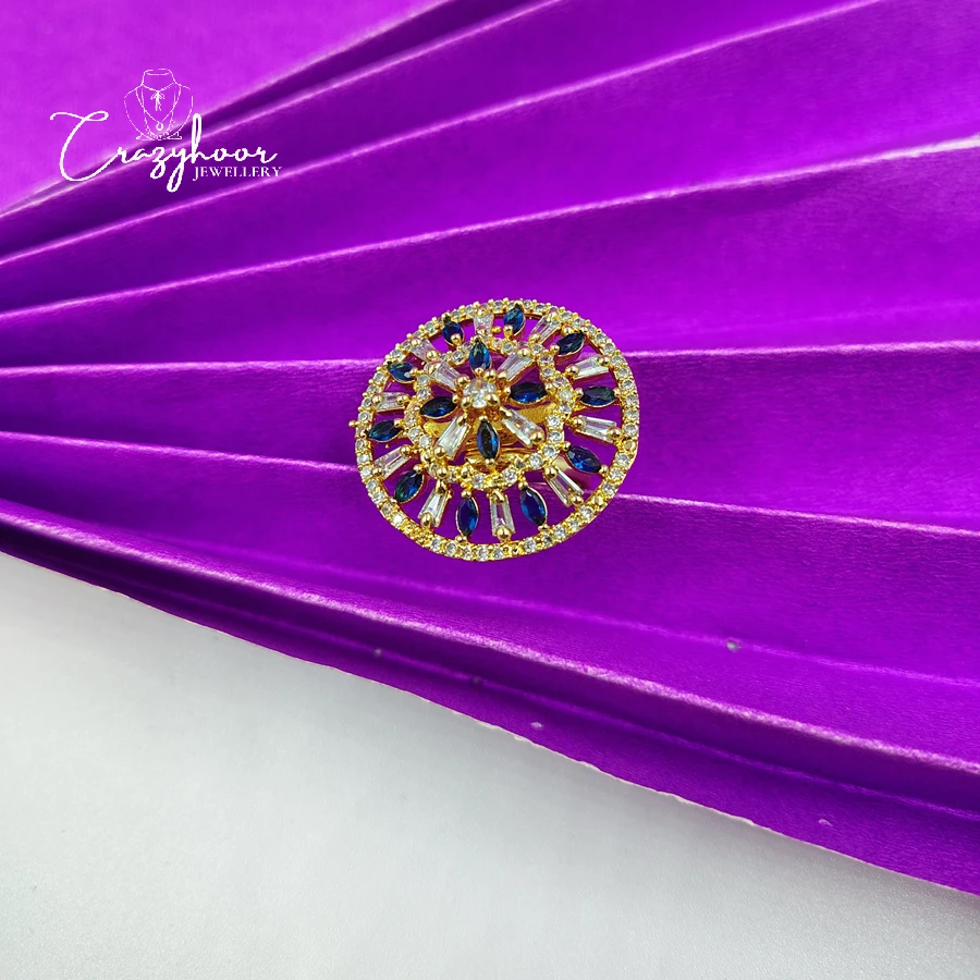 Beautiful Floral AD Cz Big Ring