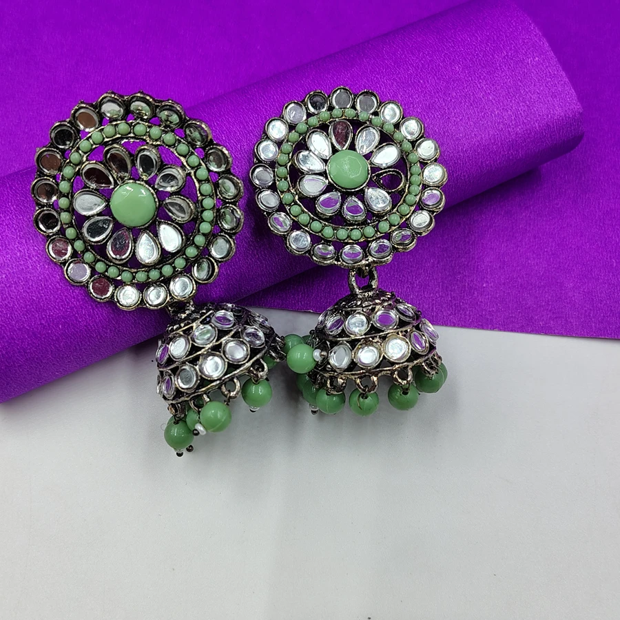 Traditional meena work kundan earring jhumki